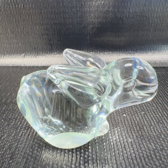 1980s Clear Bunny Rabbit Small Glass Figurine Decorative Vintage Figure Decor - Picture 1 of 11